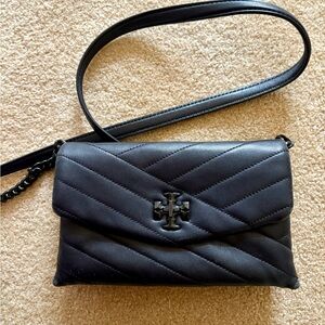 Tory Burch Black Quilted Logo Crossbody Bag